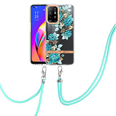 Funda Silicona Gel Goma Patron de Moda Carcasa con Acollador Cordon Lanyard Y06B para Oppo A95 5G Cian