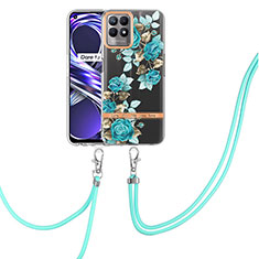 Funda Silicona Gel Goma Patron de Moda Carcasa con Acollador Cordon Lanyard Y06B para Realme 8i Cian