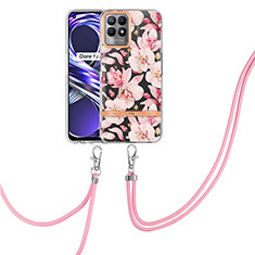 Funda Silicona Gel Goma Patron de Moda Carcasa con Acollador Cordon Lanyard Y06B para Realme 8i Rosa