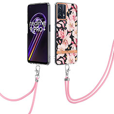 Funda Silicona Gel Goma Patron de Moda Carcasa con Acollador Cordon Lanyard Y06B para Realme 9 4G Rosa