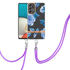 Funda Silicona Gel Goma Patron de Moda Carcasa con Acollador Cordon Lanyard Y06B para Samsung Galaxy A23 4G Azul