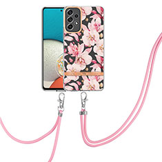 Funda Silicona Gel Goma Patron de Moda Carcasa con Acollador Cordon Lanyard Y06B para Samsung Galaxy A73 5G Rosa