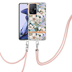 Funda Silicona Gel Goma Patron de Moda Carcasa con Acollador Cordon Lanyard Y06B para Xiaomi Mi 11T 5G Blanco