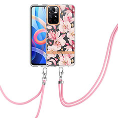 Funda Silicona Gel Goma Patron de Moda Carcasa con Acollador Cordon Lanyard Y06B para Xiaomi Poco M4 Pro 5G Rosa