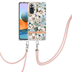 Funda Silicona Gel Goma Patron de Moda Carcasa con Acollador Cordon Lanyard Y06B para Xiaomi Redmi Note 10 Pro Max Blanco