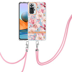 Funda Silicona Gel Goma Patron de Moda Carcasa con Acollador Cordon Lanyard Y06B para Xiaomi Redmi Note 10 Pro Max Rosa