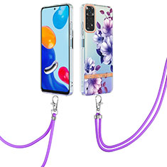 Funda Silicona Gel Goma Patron de Moda Carcasa con Acollador Cordon Lanyard Y06B para Xiaomi Redmi Note 11 4G (2022) Morado