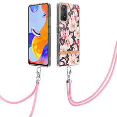 Funda Silicona Gel Goma Patron de Moda Carcasa con Acollador Cordon Lanyard Y06B para Xiaomi Redmi Note 11 Pro 5G Rosa