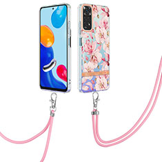 Funda Silicona Gel Goma Patron de Moda Carcasa con Acollador Cordon Lanyard Y06B para Xiaomi Redmi Note 11S 4G Rosa