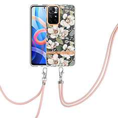 Funda Silicona Gel Goma Patron de Moda Carcasa con Acollador Cordon Lanyard Y06B para Xiaomi Redmi Note 11T 5G Blanco