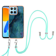 Funda Silicona Gel Goma Patron de Moda Carcasa con Acollador Cordon Lanyard Y07B para Huawei Honor X6 5G Verde