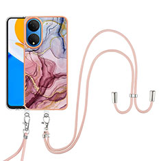 Funda Silicona Gel Goma Patron de Moda Carcasa con Acollador Cordon Lanyard Y07B para Huawei Honor X7 Multicolor