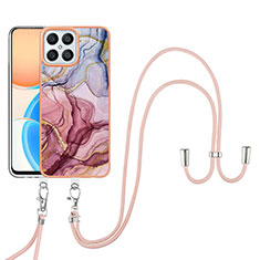 Funda Silicona Gel Goma Patron de Moda Carcasa con Acollador Cordon Lanyard Y07B para Huawei Honor X8 4G Multicolor