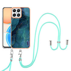 Funda Silicona Gel Goma Patron de Moda Carcasa con Acollador Cordon Lanyard Y07B para Huawei Honor X8 4G Verde