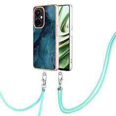 Funda Silicona Gel Goma Patron de Moda Carcasa con Acollador Cordon Lanyard Y07B para OnePlus Nord CE 3 5G Verde