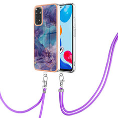 Funda Silicona Gel Goma Patron de Moda Carcasa con Acollador Cordon Lanyard YB1 para Xiaomi Redmi Note 11 4G (2022) Morado