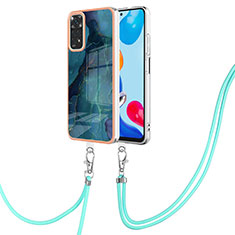 Funda Silicona Gel Goma Patron de Moda Carcasa con Acollador Cordon Lanyard YB1 para Xiaomi Redmi Note 11 4G (2022) Verde