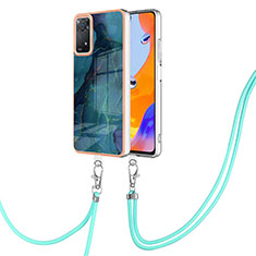 Funda Silicona Gel Goma Patron de Moda Carcasa con Acollador Cordon Lanyard YB1 para Xiaomi Redmi Note 11 Pro 5G Verde