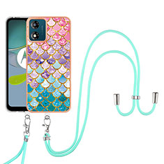 Funda Silicona Gel Goma Patron de Moda Carcasa con Acollador Cordon Lanyard YB3 para Motorola Moto E13 Vistoso