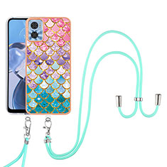 Funda Silicona Gel Goma Patron de Moda Carcasa con Acollador Cordon Lanyard YB3 para Motorola Moto E22 Vistoso