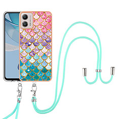 Funda Silicona Gel Goma Patron de Moda Carcasa con Acollador Cordon Lanyard YB3 para Motorola Moto G53y 5G Vistoso