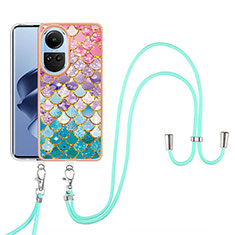 Funda Silicona Gel Goma Patron de Moda Carcasa con Acollador Cordon Lanyard YB3 para Oppo Reno10 5G Vistoso