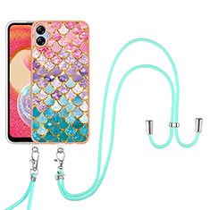 Funda Silicona Gel Goma Patron de Moda Carcasa con Acollador Cordon Lanyard YB3 para Samsung Galaxy A04 4G Vistoso