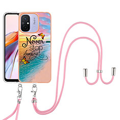 Funda Silicona Gel Goma Patron de Moda Carcasa con Acollador Cordon Lanyard YB3 para Xiaomi Poco C55 Multicolor