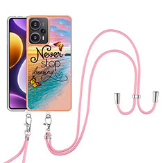 Funda Silicona Gel Goma Patron de Moda Carcasa con Acollador Cordon Lanyard YB3 para Xiaomi Poco F5 5G Multicolor