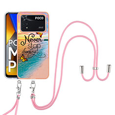 Funda Silicona Gel Goma Patron de Moda Carcasa con Acollador Cordon Lanyard YB3 para Xiaomi Poco M4 Pro 4G Multicolor