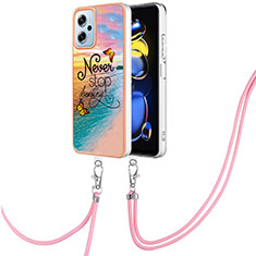 Funda Silicona Gel Goma Patron de Moda Carcasa con Acollador Cordon Lanyard YB3 para Xiaomi Redmi K50i 5G Multicolor