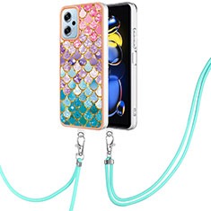 Funda Silicona Gel Goma Patron de Moda Carcasa con Acollador Cordon Lanyard YB3 para Xiaomi Redmi K50i 5G Vistoso