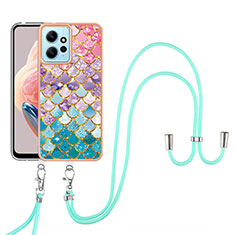 Funda Silicona Gel Goma Patron de Moda Carcasa con Acollador Cordon Lanyard YB3 para Xiaomi Redmi Note 12 4G Vistoso