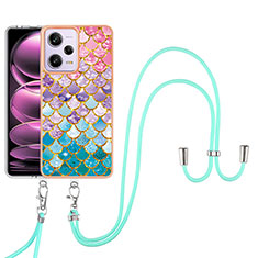 Funda Silicona Gel Goma Patron de Moda Carcasa con Acollador Cordon Lanyard YB3 para Xiaomi Redmi Note 12 Pro 5G Vistoso