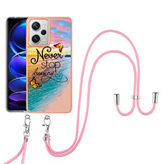 Funda Silicona Gel Goma Patron de Moda Carcasa con Acollador Cordon Lanyard YB3 para Xiaomi Redmi Note 12 Pro+ Plus 5G Multicolor