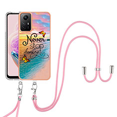 Funda Silicona Gel Goma Patron de Moda Carcasa con Acollador Cordon Lanyard YB3 para Xiaomi Redmi Note 12S Multicolor