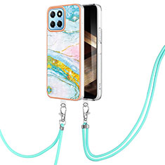 Funda Silicona Gel Goma Patron de Moda Carcasa con Acollador Cordon Lanyard YB5 para Huawei Honor X8b Vistoso