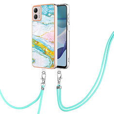 Funda Silicona Gel Goma Patron de Moda Carcasa con Acollador Cordon Lanyard YB5 para Motorola Moto G53 5G Vistoso