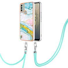 Funda Silicona Gel Goma Patron de Moda Carcasa con Acollador Cordon Lanyard YB5 para Nokia C31 Vistoso