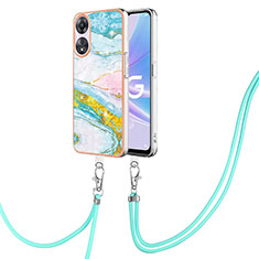 Funda Silicona Gel Goma Patron de Moda Carcasa con Acollador Cordon Lanyard YB5 para Oppo A58 5G Vistoso