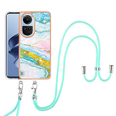 Funda Silicona Gel Goma Patron de Moda Carcasa con Acollador Cordon Lanyard YB5 para Oppo Reno10 5G Vistoso