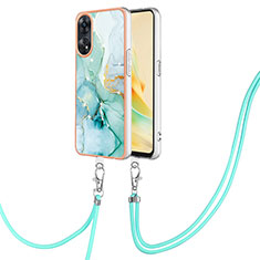 Funda Silicona Gel Goma Patron de Moda Carcasa con Acollador Cordon Lanyard YB5 para Oppo Reno8 T 4G Verde