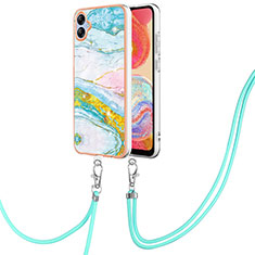 Funda Silicona Gel Goma Patron de Moda Carcasa con Acollador Cordon Lanyard YB5 para Samsung Galaxy A04 4G Vistoso