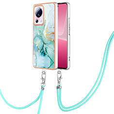 Funda Silicona Gel Goma Patron de Moda Carcasa con Acollador Cordon Lanyard YB5 para Xiaomi Civi 2 5G Verde