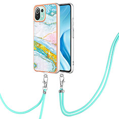 Funda Silicona Gel Goma Patron de Moda Carcasa con Acollador Cordon Lanyard YB5 para Xiaomi Mi 11 Lite 4G Vistoso