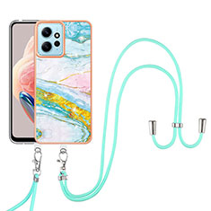 Funda Silicona Gel Goma Patron de Moda Carcasa con Acollador Cordon Lanyard YB5 para Xiaomi Redmi Note 12 4G Vistoso