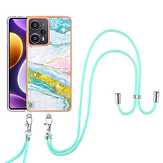 Funda Silicona Gel Goma Patron de Moda Carcasa con Acollador Cordon Lanyard YB5 para Xiaomi Redmi Note 12 Turbo 5G Vistoso