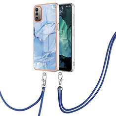 Funda Silicona Gel Goma Patron de Moda Carcasa con Acollador Cordon Lanyard YB7 para Nokia G11 Azul