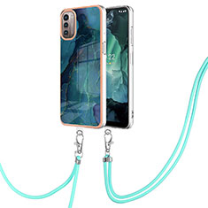 Funda Silicona Gel Goma Patron de Moda Carcasa con Acollador Cordon Lanyard YB7 para Nokia G21 Verde