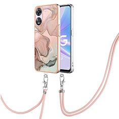 Funda Silicona Gel Goma Patron de Moda Carcasa con Acollador Cordon Lanyard YB7 para Oppo A58 5G Multicolor